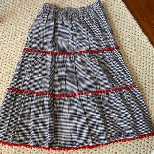 Black and White Gingham Crown and Ivy Skirt with Red Pom Poms